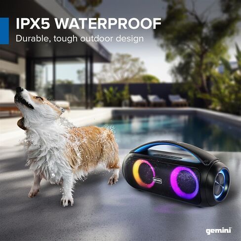 Gemini Sound GGO-230L 50W مكبر صوت بلوتوث Boombox: مكبر صوت لاسلكي محمول IPX5 مقاوم للماء مع راديو FM وإضاءة LED للحفلات وبنك الطاقة وبطارية قابلة للشحن طويلة الأمد in Saudi Arabia