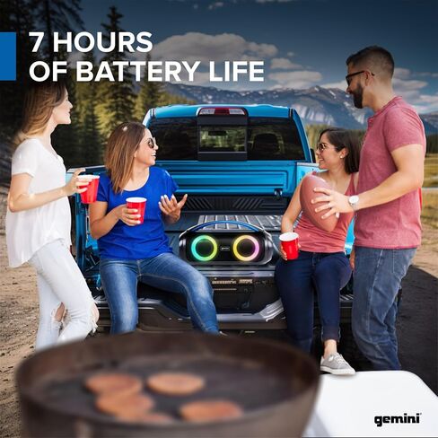 Gemini Sound GGO-230L 50W مكبر صوت بلوتوث Boombox: مكبر صوت لاسلكي محمول IPX5 مقاوم للماء مع راديو FM وإضاءة LED للحفلات وبنك الطاقة وبطارية قابلة للشحن طويلة الأمد in Saudi Arabia