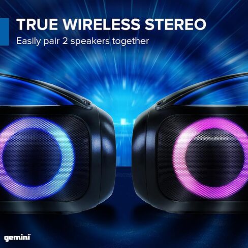 Gemini Sound GGO-230L 50W مكبر صوت بلوتوث Boombox: مكبر صوت لاسلكي محمول IPX5 مقاوم للماء مع راديو FM وإضاءة LED للحفلات وبنك الطاقة وبطارية قابلة للشحن طويلة الأمد in Saudi Arabia