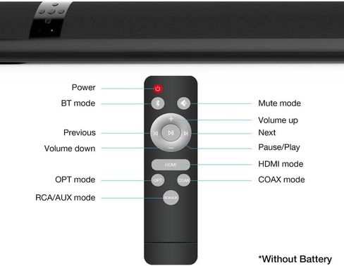 مكبر صوت للتلفزيون من اسيسترست بمكبرات صوت قوية مقاس 36 بوصة بسلك وبلوتوث مع منفذ HDMI/Opt/RCA/AUX/محوري/جهاز تحكم عن بعد، صوت جهوري عميق، تاثير صوت محيطي in Kuwait