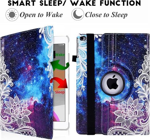 Rotating Case for iPad 9.7 Inch 2018 2017 / iPad Air 2 Case - 360 Degree Rotating Stand Protective Cover with Auto Sleep Wake for iPad 9.7 inch (6th Gen, 5th Gen) / iPad Air 2/ iPad Air (Black) in Kuwait