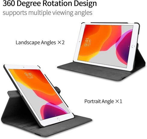 Rotating Case for iPad 9.7 Inch 2018 2017 / iPad Air 2 Case - 360 Degree Rotating Stand Protective Cover with Auto Sleep Wake for iPad 9.7 inch (6th Gen, 5th Gen) / iPad Air 2/ iPad Air (Black) in Kuwait