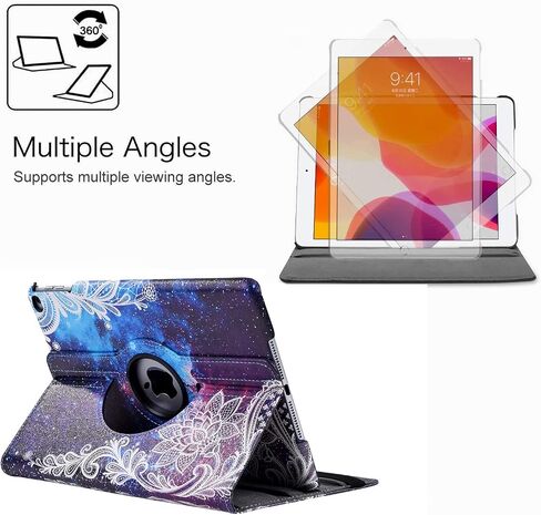 Rotating Case for iPad 9.7 Inch 2018 2017 / iPad Air 2 Case - 360 Degree Rotating Stand Protective Cover with Auto Sleep Wake for iPad 9.7 inch (6th Gen, 5th Gen) / iPad Air 2/ iPad Air (Black) in Kuwait