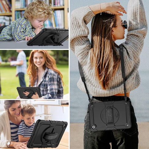حافظة HXCASEAC لهاتف Samsung Galaxy Tab S6 Lite مقاس 10.4 بوصة 2022/2020 مع واقي شاشة/ حامل حزام يد دوار/ حامل قلم، حافظة مقاومة للصدمات لجهاز Galaxy Tab S6 lite (SM-P610/P613/P615/P619)، أسود in Kuwait