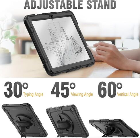 حافظة HXCASEAC لهاتف Samsung Galaxy Tab S6 Lite مقاس 10.4 بوصة 2022/2020 مع واقي شاشة/ حامل حزام يد دوار/ حامل قلم، حافظة مقاومة للصدمات لجهاز Galaxy Tab S6 lite (SM-P610/P613/P615/P619)، أسود in Kuwait