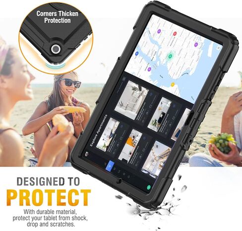 حافظة HXCASEAC لهاتف Samsung Galaxy Tab S6 Lite مقاس 10.4 بوصة 2022/2020 مع واقي شاشة/ حامل حزام يد دوار/ حامل قلم، حافظة مقاومة للصدمات لجهاز Galaxy Tab S6 lite (SM-P610/P613/P615/P619)، أسود in Kuwait