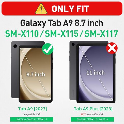 HXCASEAC Case for Samsung Galaxy Tab A9+ Plus / A11+ Plus 11 Inch, Protective with Screen Protector/Hand Strap/Pen Holder, Shockproof for Samsung A9 Plus Tablet Case SM-X210 SM-X218 SM-X230 - Black in Kuwait