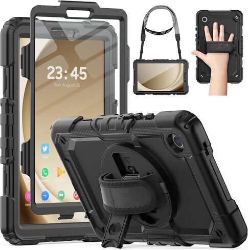HXCASEAC Case for Samsung Galaxy Tab A9+ Plus / A11+ Plus 11 Inch, Protective with Screen Protector/Hand Strap/Pen Holder, Shockproof for Samsung A9 Plus Tablet Case SM-X210 SM-X218 SM-X230 - Black in Kuwait
