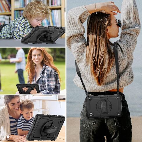 HXCASEAC Case for Samsung Galaxy Tab A9+ Plus / A11+ Plus 11 Inch, Protective with Screen Protector/Hand Strap/Pen Holder, Shockproof for Samsung A9 Plus Tablet Case SM-X210 SM-X218 SM-X230 - Black in Kuwait