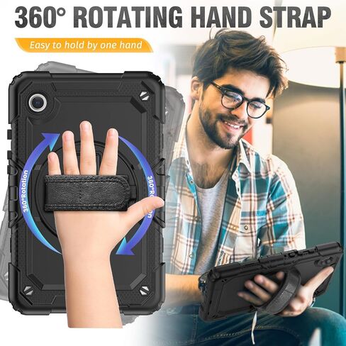 HXCASEAC Case for Samsung Galaxy Tab A9+ Plus / A11+ Plus 11 Inch, Protective with Screen Protector/Hand Strap/Pen Holder, Shockproof for Samsung A9 Plus Tablet Case SM-X210 SM-X218 SM-X230 - Black in Kuwait