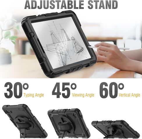 HXCASEAC Case for Samsung Galaxy Tab A9+ Plus / A11+ Plus 11 Inch, Protective with Screen Protector/Hand Strap/Pen Holder, Shockproof for Samsung A9 Plus Tablet Case SM-X210 SM-X218 SM-X230 - Black in Kuwait