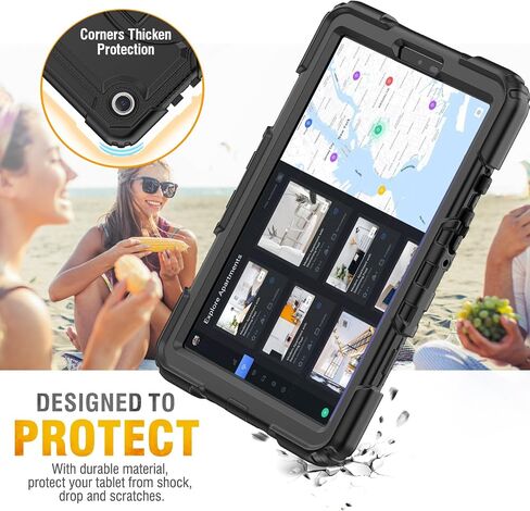 HXCASEAC Case for Samsung Galaxy Tab A9+ Plus / A11+ Plus 11 Inch, Protective with Screen Protector/Hand Strap/Pen Holder, Shockproof for Samsung A9 Plus Tablet Case SM-X210 SM-X218 SM-X230 - Black in Kuwait