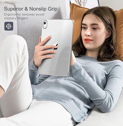 حافظة MoKo الشفافة تناسب جهاز iPad 10.9 2022، حافظة iPad الجيل العاشر الشفافة، خفيفة الوزن وناعمة من مادة TPU، غطاء حماية فائق الوضوح مضاد للخدش، مقاوم للصدمات، شفاف in Kuwait