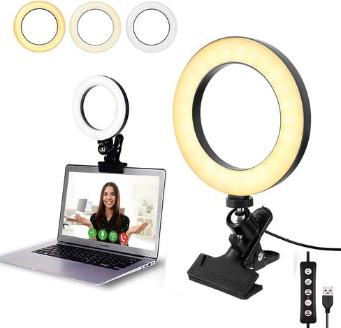 SALTOUSA Video Conference Lighting Kit,6.3 inch Selfie Ring Light,Video Conferencing,Remote Working,Zoom Call Lighting,Self Broadcasting and Live Streaming,YouTube Video,TikTok,Black-A in Saudi Arabia