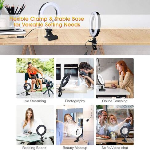 SALTOUSA Video Conference Lighting Kit,6.3 inch Selfie Ring Light,Video Conferencing,Remote Working,Zoom Call Lighting,Self Broadcasting and Live Streaming,YouTube Video,TikTok,Black-A in Saudi Arabia