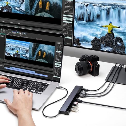 USB C Laptop Docking Station with 100W Power Adapter, iVANKY 12-in-1 85W PD Dock, Dual 4K HDMI Display Thunderbolt 3/4 Dock for Steam Deck, Dell, HP, Lenovo, Surface, etc, USB 3.0 in Kuwait