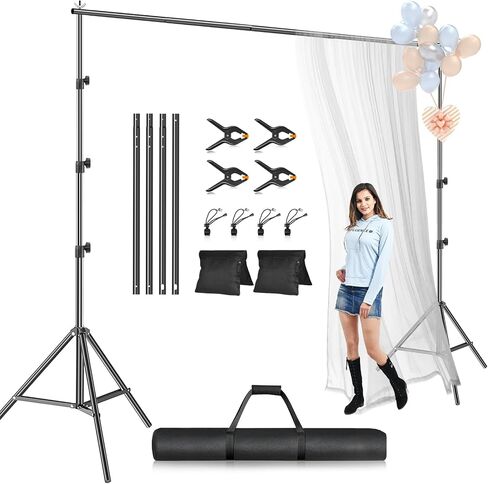 EMART Photo Backdrop Stand kit, 6.9 x 10 ft Back Drop Adjustable Frame for Photography, Photoshoot Banner Background Support Holder for Parties Dectoration in Saudi Arabia