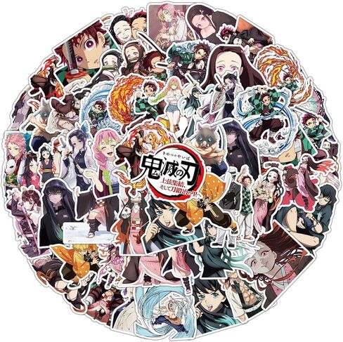 ملصقات Demon Slayer للأطفال والمراهقين، ملصقات كرتونية مقاومة للماء لأجهزة الكمبيوتر المحمول الخاصة بزجاجة المياه، ملصق جرافيتي للهاتف وحقيبة السفر (Demon S) in Kuwait