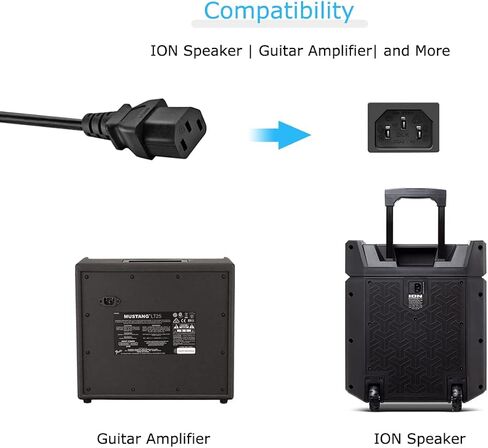 سلك طاقة تيار متردد بطول 10 أقدام متوافق مع 3 شقوق مكبر صوت لاسلكي ION Explorer Outback، مكبر صوت بلوتوث ION Tailgater IPA57، استبدال كابل جدار أمبير مضخم الجيتار الموسيقي in Kuwait