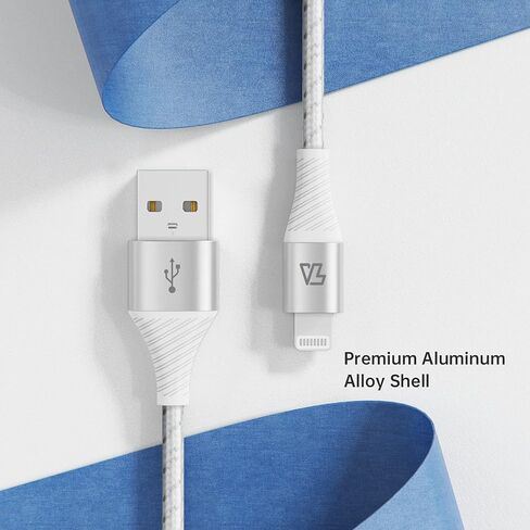 كابل Teleadapt Lightning إلى USB، كابل مرن لنقل البيانات ومزامنة البيانات [معتمد من MFi] بطول 6 أقدام 2.4 أمبير/ 480 ميجابت في الثانية متوافق مع iPhone 13 Mini Pro Max SE 11 Xs Max XR X 8 7 6 Plus 5S in Kuwait