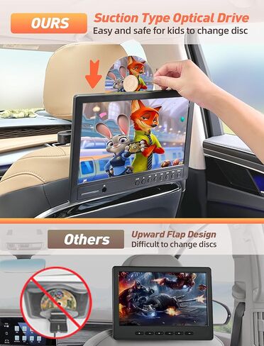 ارافونا مشغل دي في دي محمول للسيارة 12.5 انش مع سماعة رأس، مشغل دي في دي للسيارة مع حامل مسند الرأس، قرص من نوع الشفط، يدعم فيديو 1080P، مدخل HDMI، مدخل ومخرج ايه في، قارئ بطاقة USB/SD، ذاكرة اخر in Kuwait