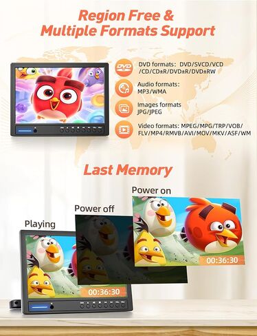 ارافونا مشغل دي في دي محمول للسيارة 12.5 انش مع سماعة رأس، مشغل دي في دي للسيارة مع حامل مسند الرأس، قرص من نوع الشفط، يدعم فيديو 1080P، مدخل HDMI، مدخل ومخرج ايه في، قارئ بطاقة USB/SD، ذاكرة اخر in Kuwait