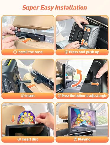 ارافونا مشغل دي في دي محمول للسيارة 12.5 انش مع سماعة رأس، مشغل دي في دي للسيارة مع حامل مسند الرأس، قرص من نوع الشفط، يدعم فيديو 1080P، مدخل HDMI، مدخل ومخرج ايه في، قارئ بطاقة USB/SD، ذاكرة اخر in Kuwait