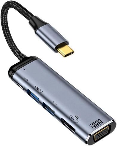 NFHK USB-C نوع C إلى HDMI VGA ثنائي USB 3.0 HUB محول HDTV محول متعدد المنافذ 4K 60hz 1080p مع منفذ طاقة أنثى PD 100W in Kuwait