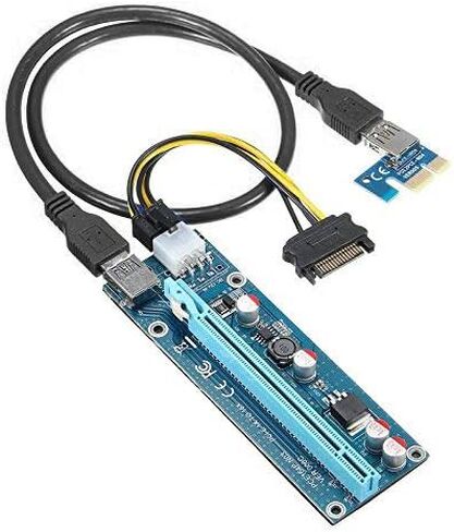 حزمة 10 حزمة من QNINE PCIe Riser 10 ، بطاقة محول GPU Riser ، PCI Express 1X إلى 16X موسع ، بطاقة رسومات التعدين USB 3.0 ، 6pin كابل طاقة MOLEX إلى SATA لجهاز Ethereum Bitcoin Litecoin in Kuwait