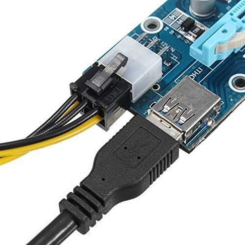 حزمة 10 حزمة من QNINE PCIe Riser 10 ، بطاقة محول GPU Riser ، PCI Express 1X إلى 16X موسع ، بطاقة رسومات التعدين USB 3.0 ، 6pin كابل طاقة MOLEX إلى SATA لجهاز Ethereum Bitcoin Litecoin in Kuwait