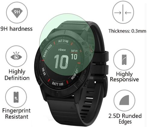 SHUAXI Watch Screen Protector (3+1Pack) Compatible for Garmin Fenix 6 pro/Fenix 6,Tempered Glass Film Anti-Scratch High Definition Full Coverage and Soft TPU Protective Case in Saudi Arabia