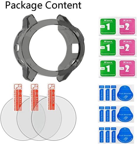 SHUAXI Watch Screen Protector (3+1Pack) Compatible for Garmin Fenix 6 pro/Fenix 6,Tempered Glass Film Anti-Scratch High Definition Full Coverage and Soft TPU Protective Case in Saudi Arabia