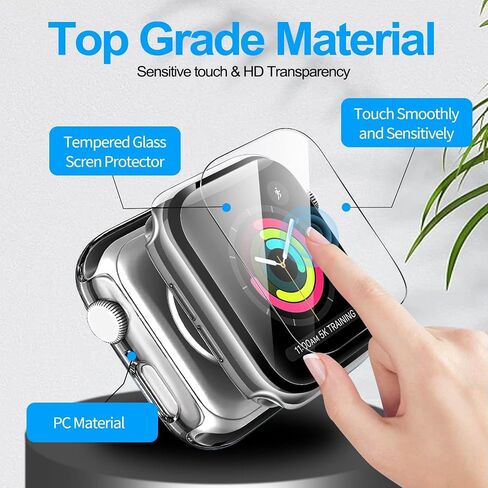 YMHML متوافق مع حافظة Apple Watch 42mm Series 3/2/1 مع واقي شاشة مدمج من الزجاج المقسى، غطاء صلب ممتص للصدمات رفيع بتغطية كاملة لملحقات iWatch in Kuwait