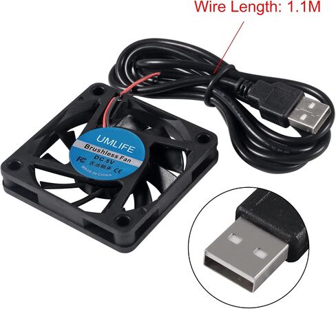 UMLIFE 60mm Fan, 4-Pack 5Volt 0.18A USB 60x60x10mm 6010 Brushless DC Computer CPU Heat Sink Cooling Cooler Fan 60mm x 10mm in Kuwait