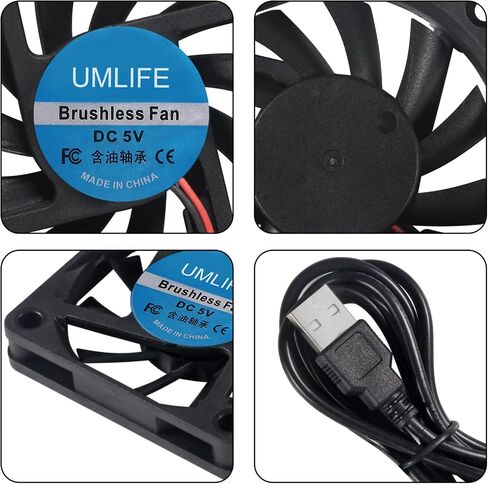 UMLIFE 60mm Fan, 4-Pack 5Volt 0.18A USB 60x60x10mm 6010 Brushless DC Computer CPU Heat Sink Cooling Cooler Fan 60mm x 10mm in Kuwait