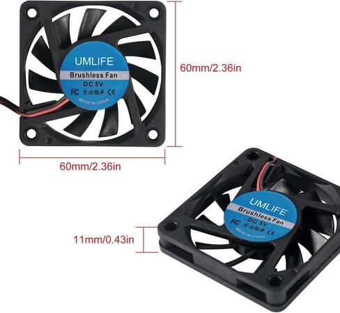 UMLIFE 60mm Fan, 4-Pack 5Volt 0.18A USB 60x60x10mm 6010 Brushless DC Computer CPU Heat Sink Cooling Cooler Fan 60mm x 10mm in Kuwait