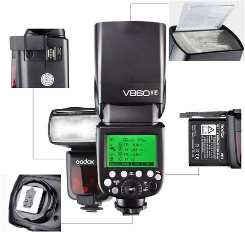GODOX V860II-C Camera Flash Speedlite for Canon Camera 2.4G Wireless E-TTL 1/8000s High-Speed Sync GN60 Speedlight Photography in Saudi Arabia