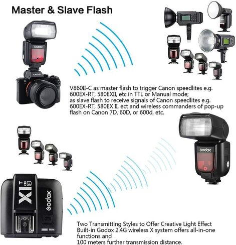 GODOX V860II-C Camera Flash Speedlite for Canon Camera 2.4G Wireless E-TTL 1/8000s High-Speed Sync GN60 Speedlight Photography in Saudi Arabia