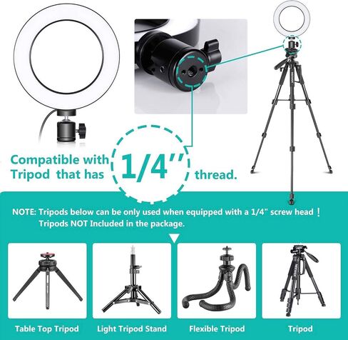 Ring Light OEBLD Dimmable with 3 Light Modes & 10 Brightness Level 360° Rotae LED Ring Fill Lights for Phone Live Stream Makeup YouTube Video Shooting (B(only 10'' Ring Light)) in Kuwait