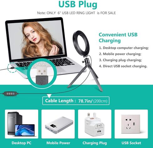 Ring Light OEBLD Dimmable with 3 Light Modes & 10 Brightness Level 360° Rotae LED Ring Fill Lights for Phone Live Stream Makeup YouTube Video Shooting (B(only 10'' Ring Light)) in Kuwait