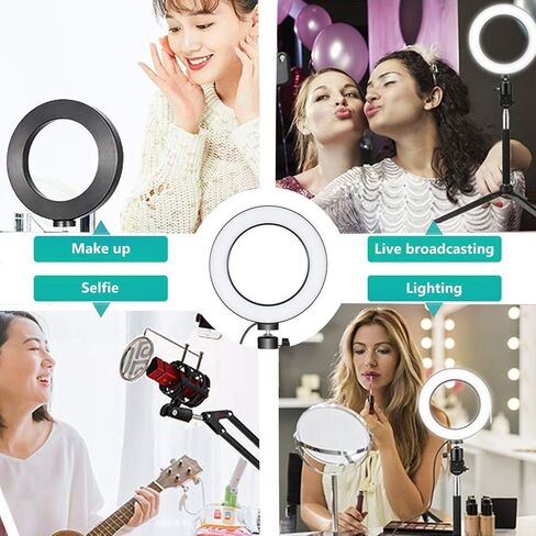 Ring Light OEBLD Dimmable with 3 Light Modes & 10 Brightness Level 360° Rotae LED Ring Fill Lights for Phone Live Stream Makeup YouTube Video Shooting (B(only 10'' Ring Light)) in Kuwait