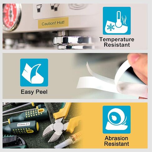 شريط صانع الملصقات تي زد بي تاتش مقاس 12 ملم 0.47 انش متوافق مع صانع الملصقات براذر بي تاتش PTD210 PTD200 PTH110 PTD400 PTD600 (ابيض/ذهبي/ازرق فاتح/تركواز/اسود/زهري بيري)، 6 قطع in Kuwait