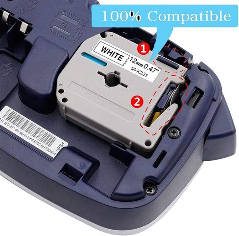 شريط تسمية متوافق مع ASprink M-K231 استبدال لشريط Brother P Touch M M-K231S 12 مم 0.47 بوصة أبيض MK231 EMK231 MK231S لBrother Ptouch PT-M95 PT-85 PT-75 PT-65، أسود على أبيض، 26.2 قدم، 6 حزم، 6 in Kuwait