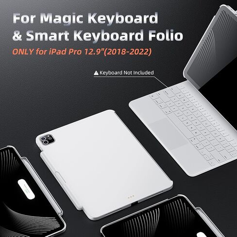 مايتريكس حافظة ايباد برو 12.9 انش متوافقة مع كيبورد ماجيك ولوحة المفاتيح الذكية، غطاء مغناطيسي نحيف مع حامل قلم لجهاز ايباد برو 2018-2022 12.9 انش الجيل الثالث والسادس (الكيبورد غير متضمنة)، ابيض in Kuwait