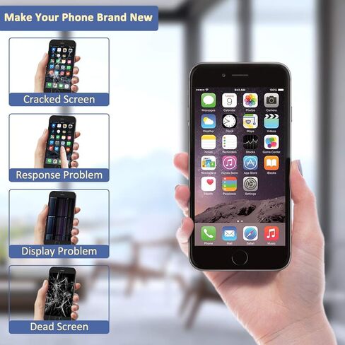 Yodoit لشاشات iPhone 8 سوداء اللون مع زر الصفحة الرئيسية والكاميرا الأمامية ومكبر صوت الأذن وشاشة LCD كاملة مجموعة أدوات إصلاح وأدوات إصلاح رقمية وشاشة LCD للحماية (موديل: A1863 وA1905 وA1906) in Kuwait