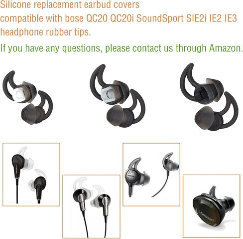 أغطية وسائد أذن بديلة من السيليكون من WKYMY متوافقة مع Bose QC20 QC20i SoundSport SIE2i IE2 IE3 أطراف أذن مطاطية 3 أزواج S M L in Kuwait