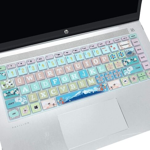 Keyboard Cover for 2020 2019 2018 HP 14" Laptop/HP Pavilion x360 14M-BA 14M-CD 14M-DH 14-BA 14-BF 14-cm 14-CF 14-DF 14-DK 14-DS 14-DQ Series 14 Inch Protective Skin, Sakura in Kuwait