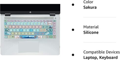 Keyboard Cover for 2020 2019 2018 HP 14" Laptop/HP Pavilion x360 14M-BA 14M-CD 14M-DH 14-BA 14-BF 14-cm 14-CF 14-DF 14-DK 14-DS 14-DQ Series 14 Inch Protective Skin, Sakura in Kuwait