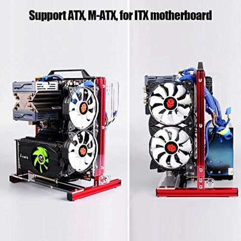 M ATX/ATX/ITX Motherboard Chassis DIY Set,Computer Aluminum Open Air Frame Chassis Case, Vertical Overclocking Open Aluminum Frame Chassis Rack,Good Heat Dissipation(Red) in Kuwait