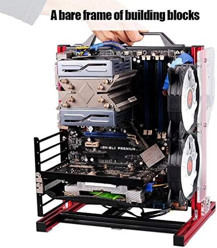 M ATX/ATX/ITX Motherboard Chassis DIY Set,Computer Aluminum Open Air Frame Chassis Case, Vertical Overclocking Open Aluminum Frame Chassis Rack,Good Heat Dissipation(Red) in Kuwait